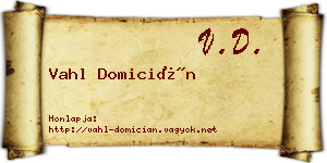 Vahl Domicián névjegykártya